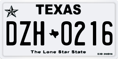 TX license plate DZH0216