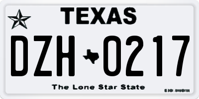 TX license plate DZH0217