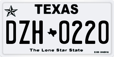 TX license plate DZH0220