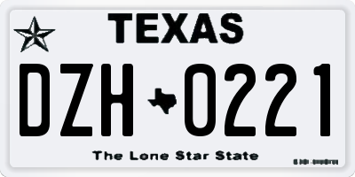 TX license plate DZH0221