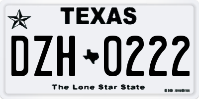 TX license plate DZH0222