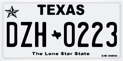TX license plate DZH0223