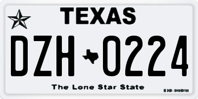 TX license plate DZH0224