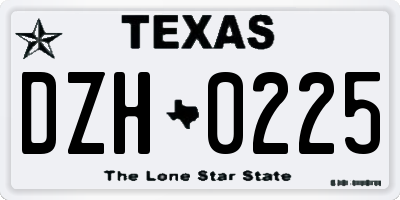 TX license plate DZH0225