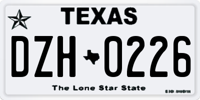TX license plate DZH0226