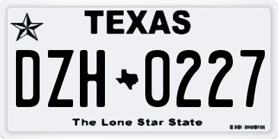 TX license plate DZH0227