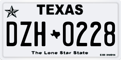 TX license plate DZH0228