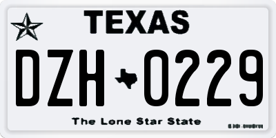 TX license plate DZH0229