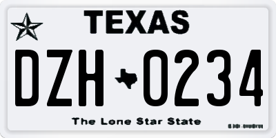 TX license plate DZH0234