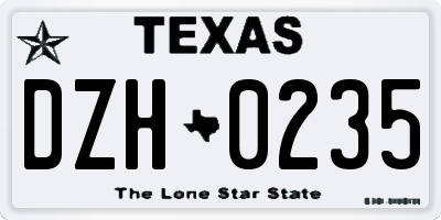 TX license plate DZH0235