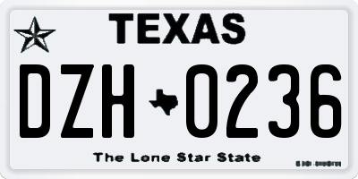 TX license plate DZH0236