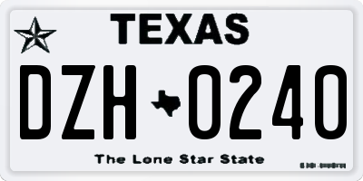 TX license plate DZH0240