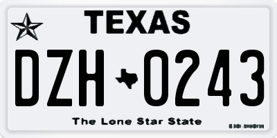 TX license plate DZH0243