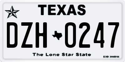 TX license plate DZH0247