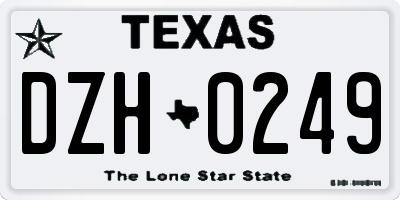 TX license plate DZH0249