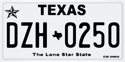 TX license plate DZH0250