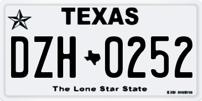 TX license plate DZH0252