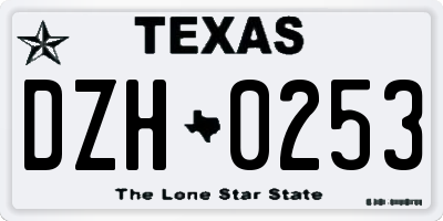 TX license plate DZH0253