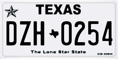 TX license plate DZH0254