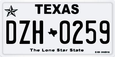 TX license plate DZH0259