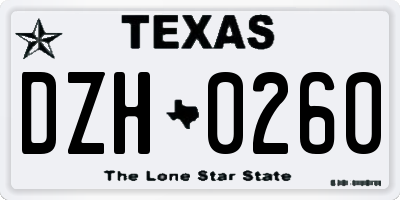 TX license plate DZH0260