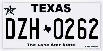 TX license plate DZH0262