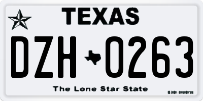 TX license plate DZH0263