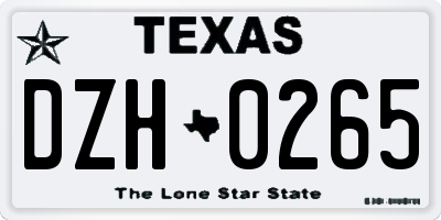 TX license plate DZH0265