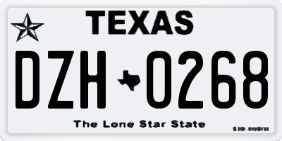 TX license plate DZH0268