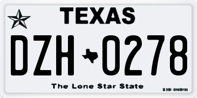 TX license plate DZH0278