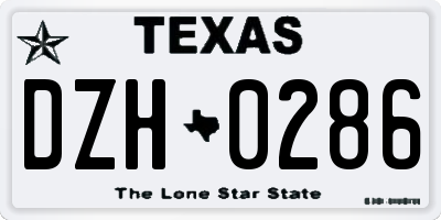 TX license plate DZH0286