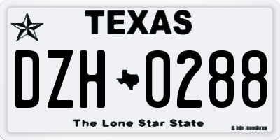 TX license plate DZH0288