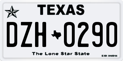 TX license plate DZH0290