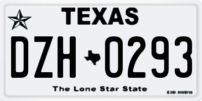 TX license plate DZH0293