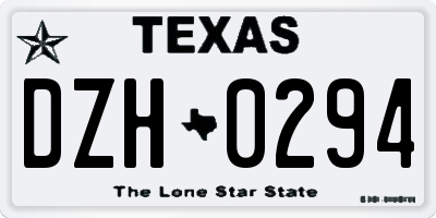 TX license plate DZH0294