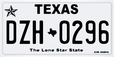 TX license plate DZH0296