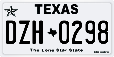 TX license plate DZH0298
