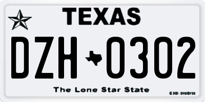 TX license plate DZH0302