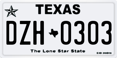 TX license plate DZH0303