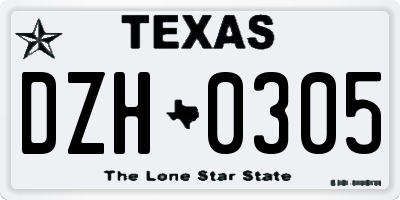 TX license plate DZH0305