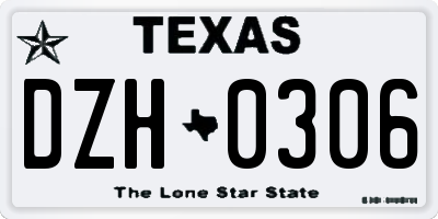 TX license plate DZH0306