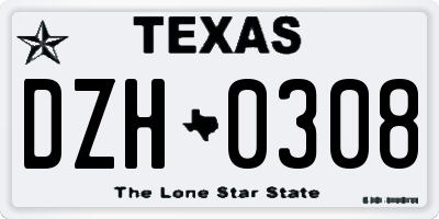 TX license plate DZH0308