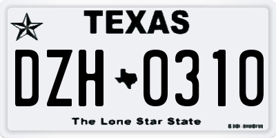 TX license plate DZH0310