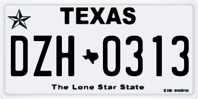 TX license plate DZH0313