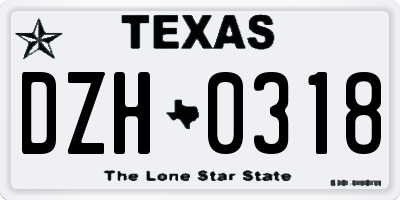 TX license plate DZH0318