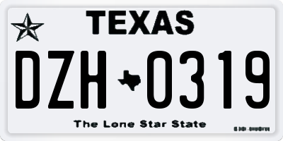TX license plate DZH0319