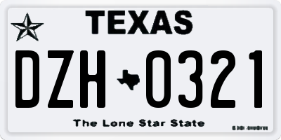 TX license plate DZH0321