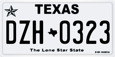 TX license plate DZH0323