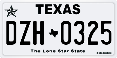 TX license plate DZH0325