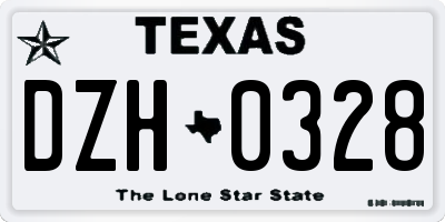 TX license plate DZH0328